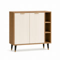 Credenza da sala da pranzo rovere e bianco con ante scanalate 120 x 40 x 110 cm