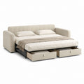Divano letto matrimoniale estraibile beige in poliestere rettangolare con 2 cassetti 160 x 200 cm