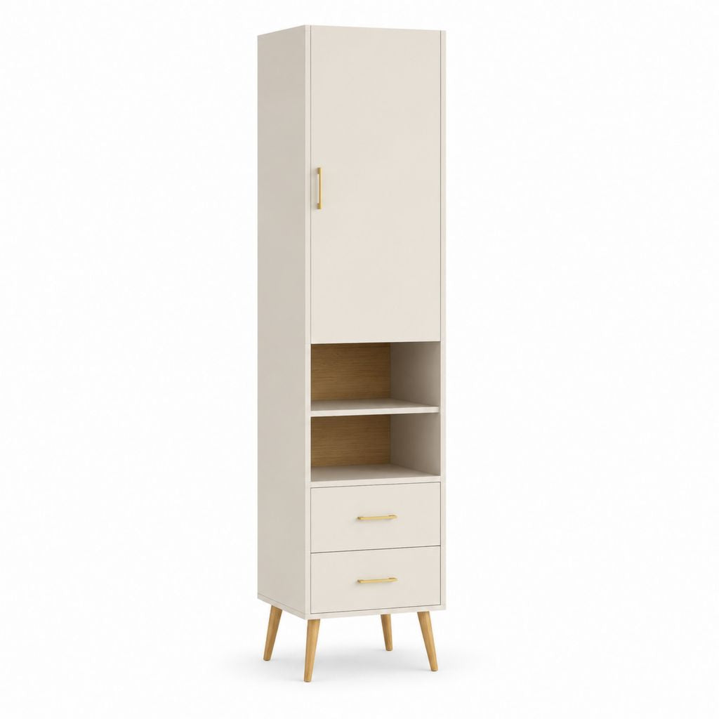 Credenza alta rettangolare avorio in pannello truciolare nobilitato 60 x 40 x 180 cm