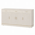 Credenza contenitore 4 ante 3 cassetti avorio in MDF rettangolare 160 x 40 x 90 cm