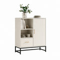 Credenza da sala da pranzo bianco avorio in MDF con ante scanalate 80 x 40 x 100 cm