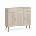 Credenza da sala da pranzo beige in MDF con 3 ante e 3 cassetti 120 x 40 x 90 cm