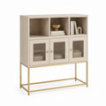 Credenza da sala da pranzo beige e oro in MDF e vetro temperato 120 x 40 x 120 cm