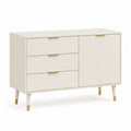 Credenza con 3 cassetti e anta bianco avorio in MDF 120 x 40 x 80 cm