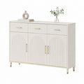 Credenza rettangolare 3 ante 3 cassetti bianca in MDF 120 x 40 x 80 cm