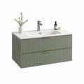 Mobile bagno sospeso con lavabo rettangolare verde salvia in MDF 80 x 46 x 50 cm