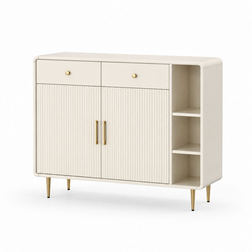 Credenza da sala da pranzo bianco avorio in MDF rettangolare 120 x 40 x 90 cm