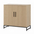 Credenza 2 ante rovere chiaro in MDF e acciaio rettangolare 80 x 40 x 100 cm